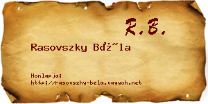 Rasovszky Béla névjegykártya